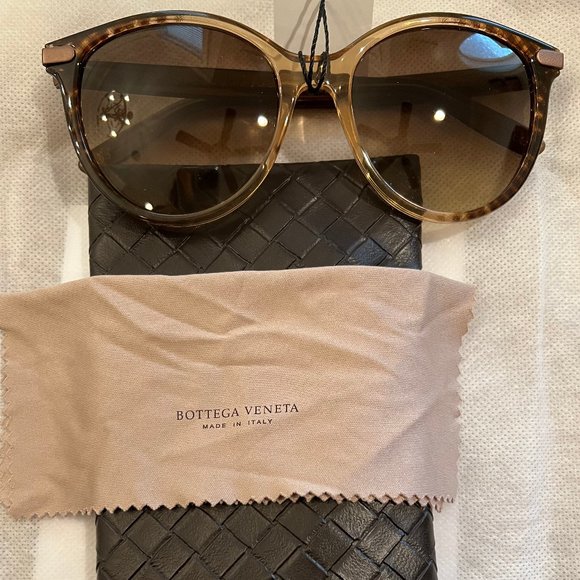 Bottega Veneta Round Sunglasses Brown Tortoise Gradient Case Glasses HOST PICK - Picture 7 of 10